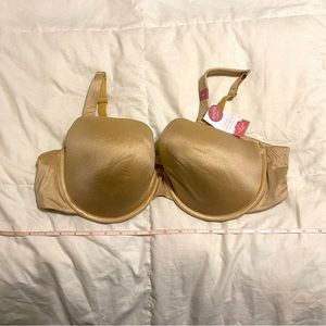 NWT Lane Bryant lightly lined the-shirt bra, 44D, beige satin, light padding